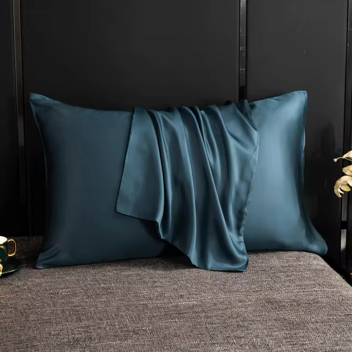 Jeepney embroidered pillowcase in navy blue