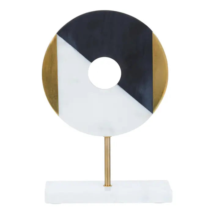 Bayswater Gold, Black and Marble Disc Sculpture | Camden and co luxury homewares