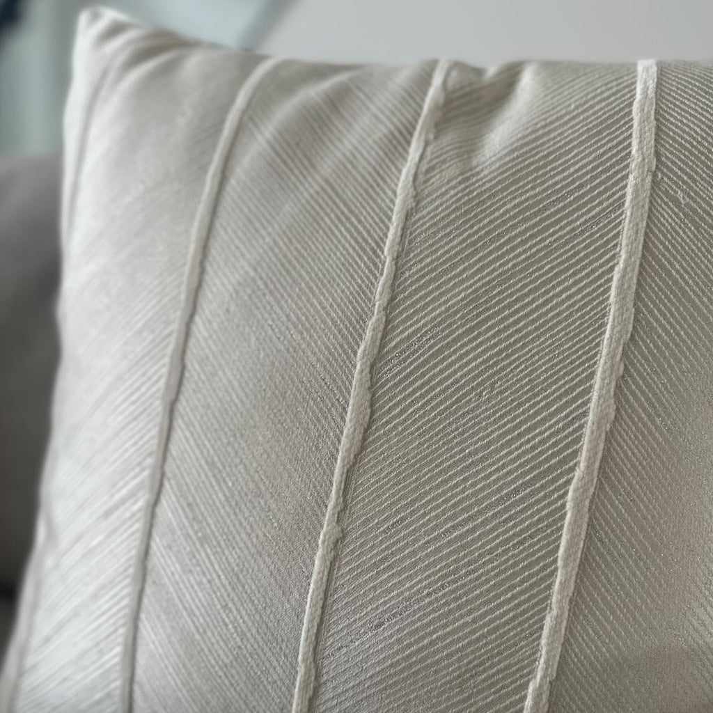 Cream & Silver Thread Detailed Luxury Cushion by Camden and Co