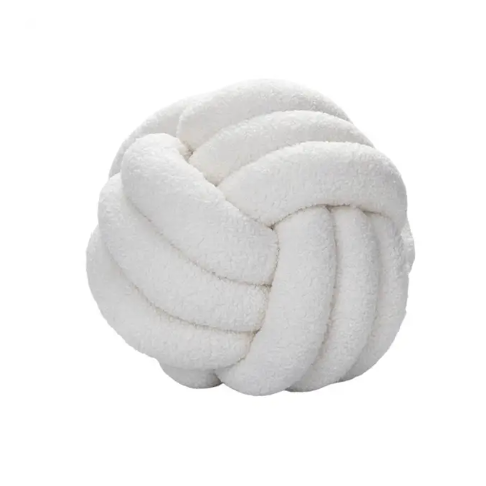 Aimi Cream Boucle Plush Knot Decorative Cushion by Camden and Co