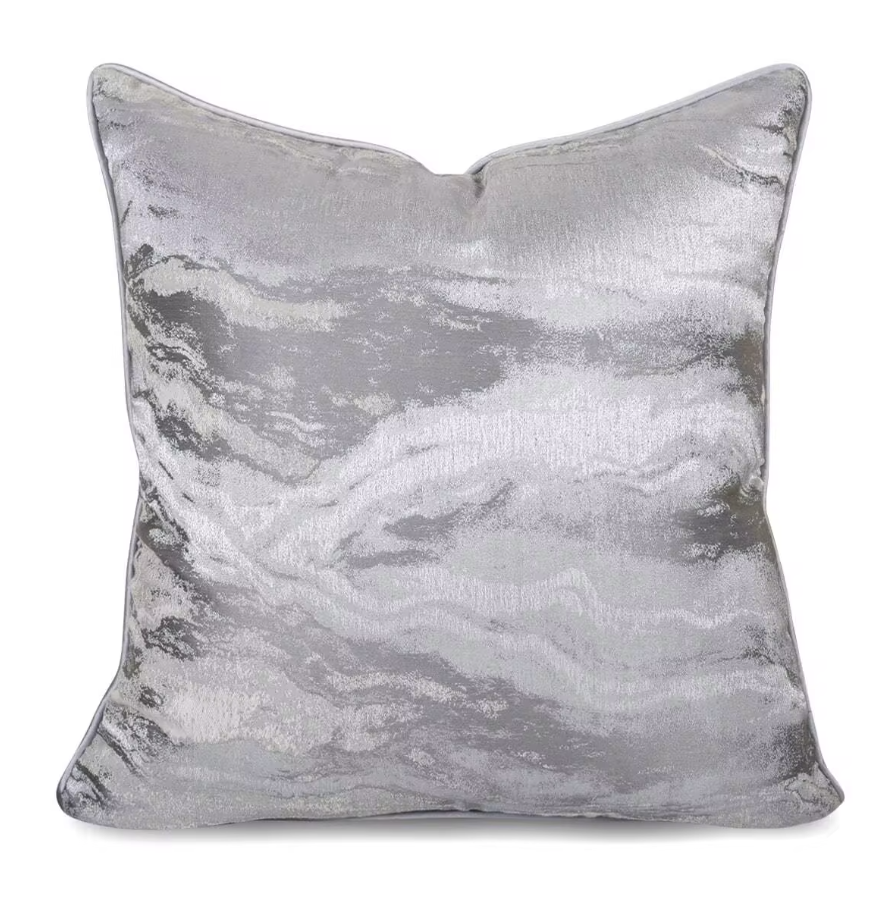 Aurora Grey And Silver Distressed Effect Luxury Cushion Camden and Co