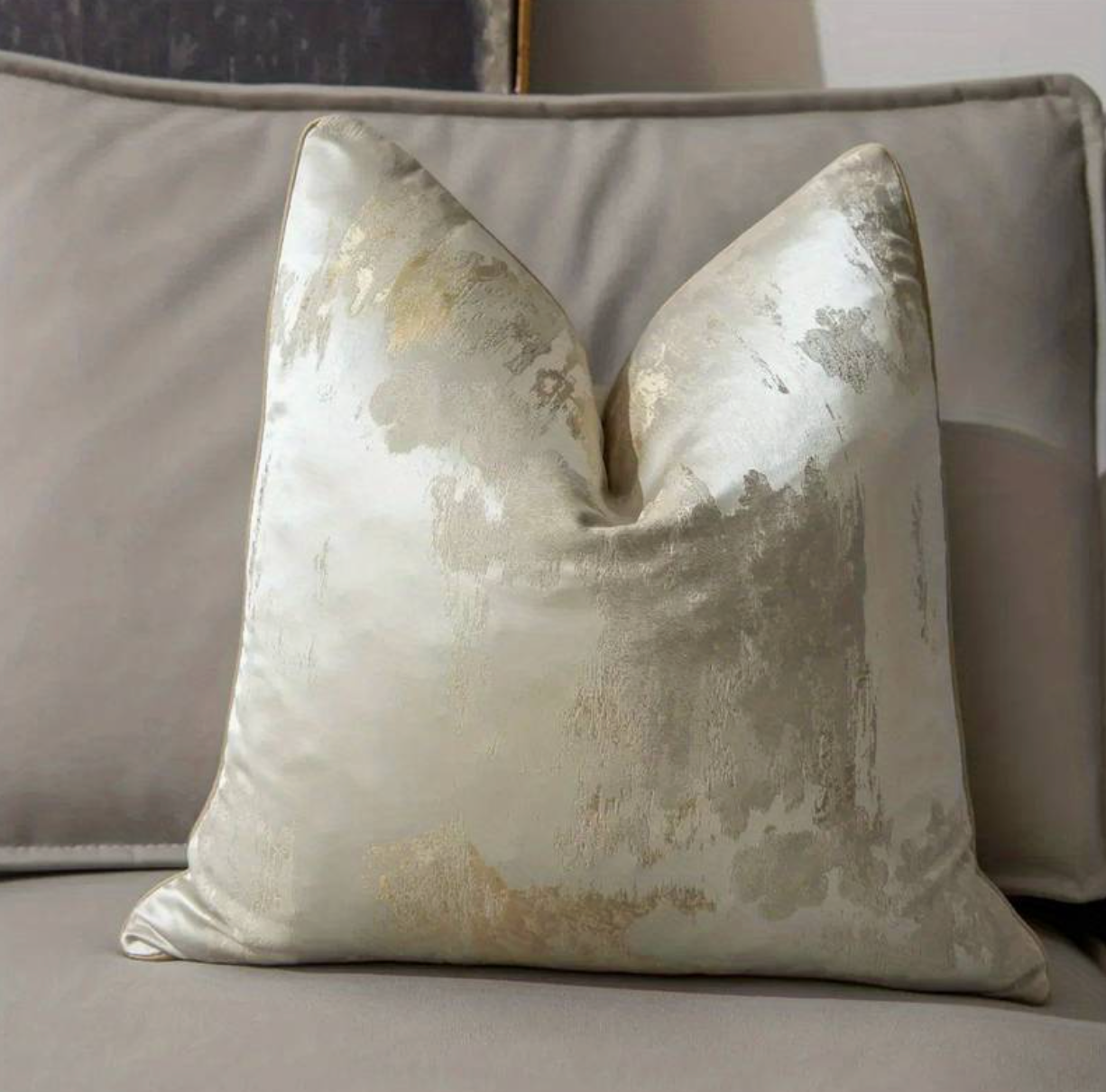Camille Beige and Gold Abstract Cloud Luxury Cushion