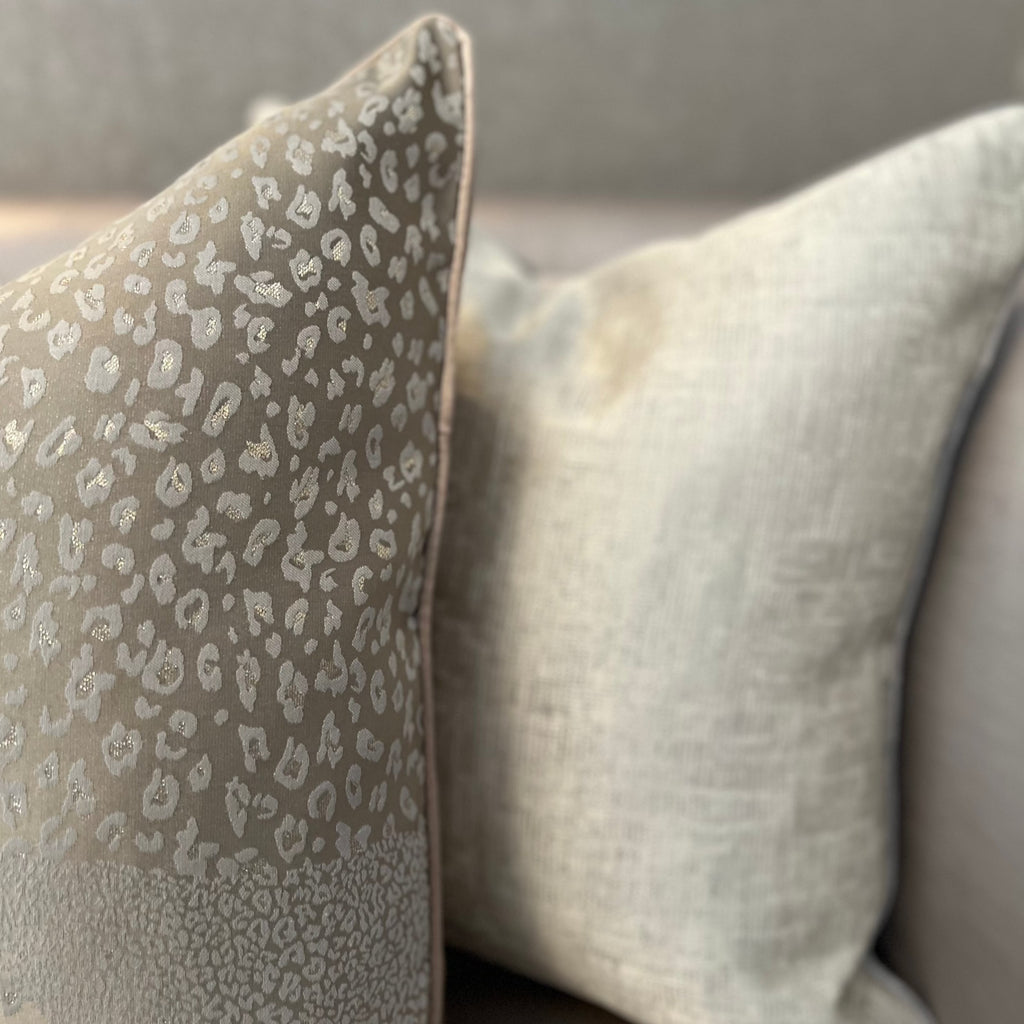 Bronze Leopard Embossed an Cream Brushed Cushions