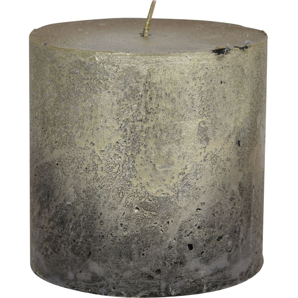 Astra Black and Metallic Gold Pillar Candle | Camden and Co Home
