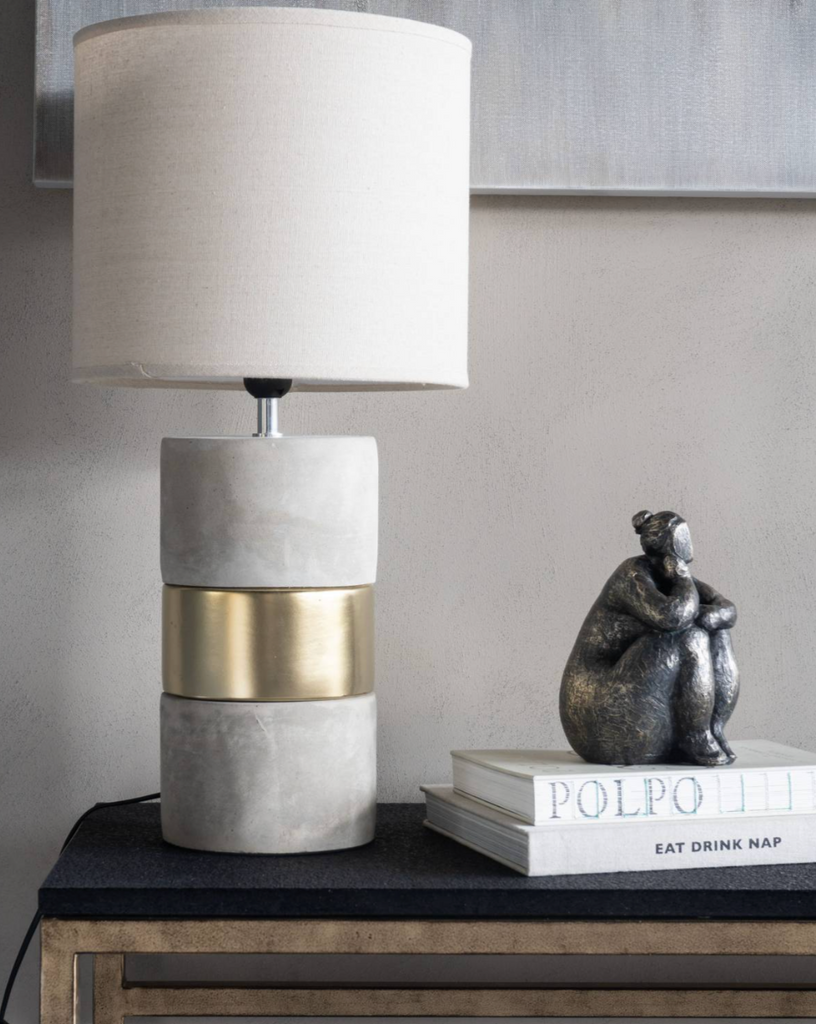 Celeste Concrete and Gold Table Lamp by Camden and Co