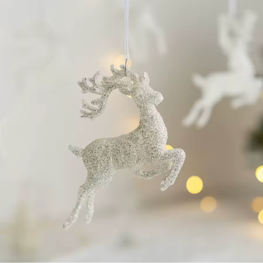 Champagne Glitter Prancing Reindeer Christmas Tree Decoration Camden and Co Home