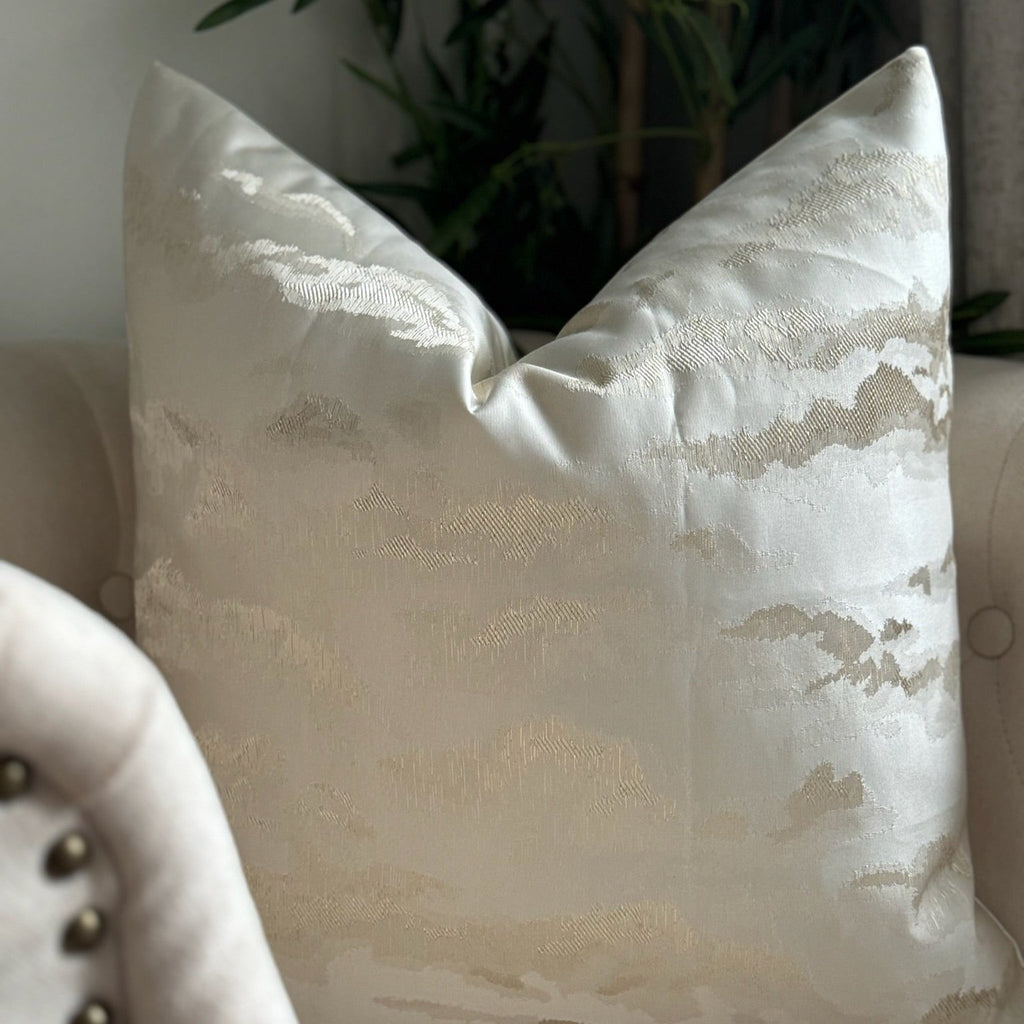 Claudia Cream and Gold Cloud Effect Luxury Cushion by Camden and Co