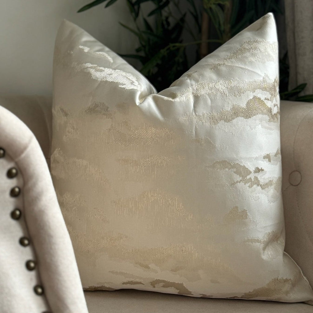 Claudia Cream and Gold Cloud Effect Luxury Cushion by Camden and Co