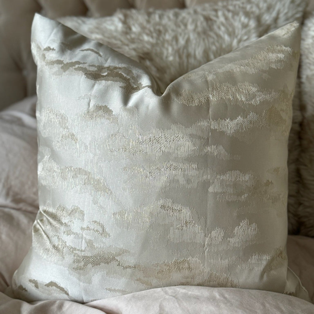 Claudia Cream and Gold Cloud Effect Luxury Cushion by Camden and Co