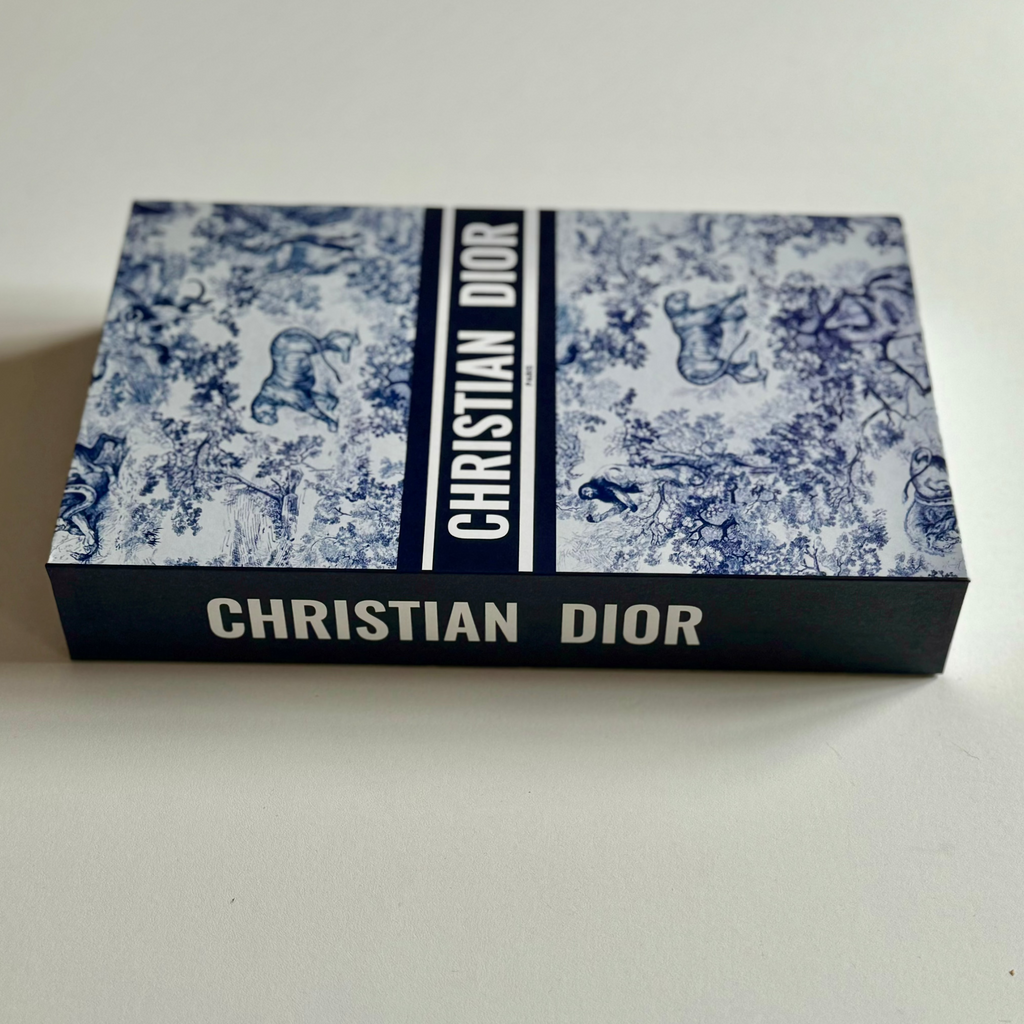 Dior Patterned Blue Designer Faux Coffee Table Book Camden and Co