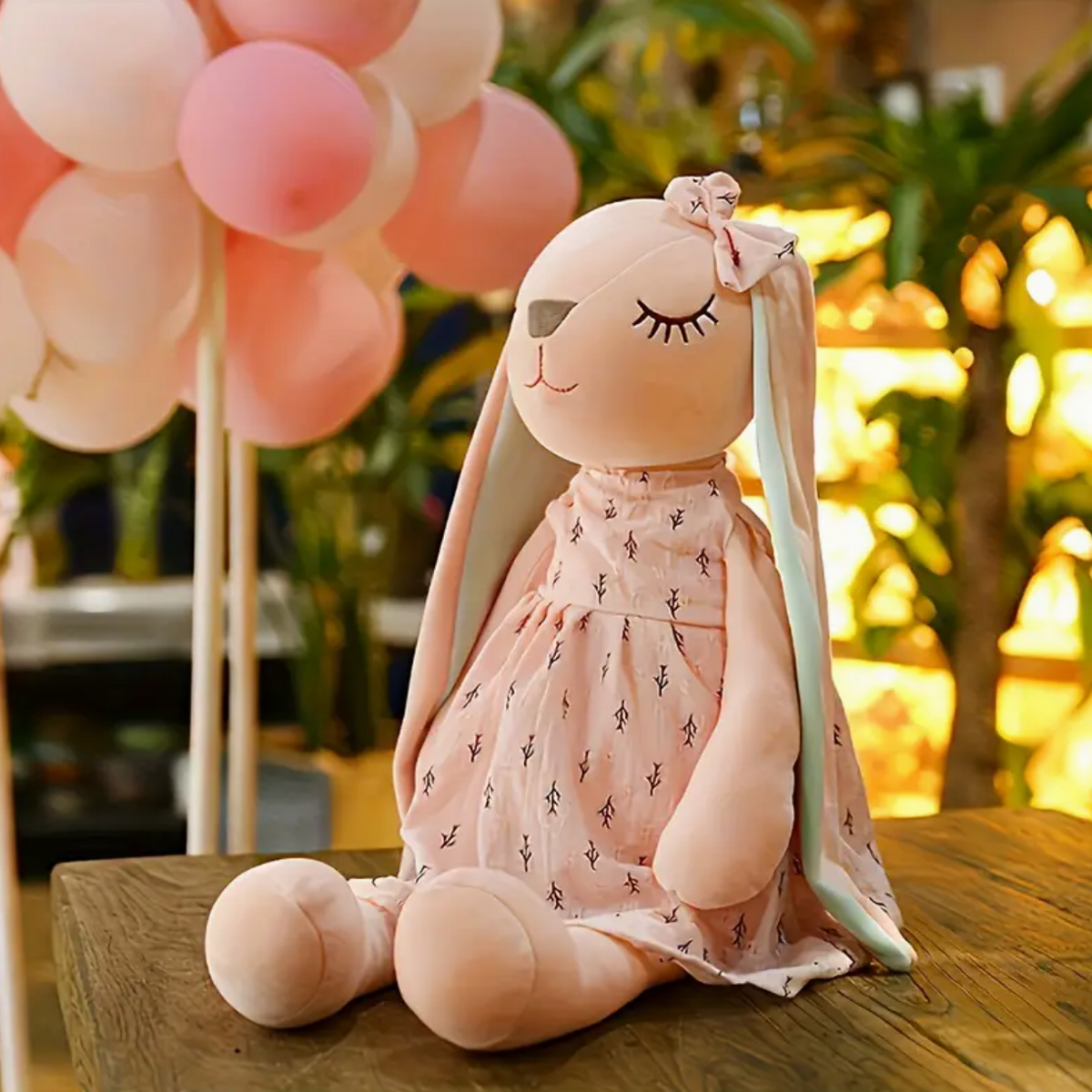 Ditsy Pink Bunny Plush Stuffed Toy