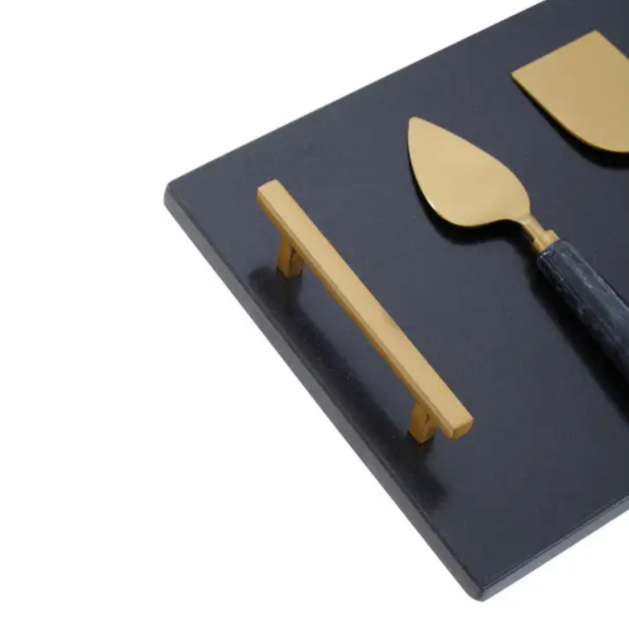 Elaina Black and Gold Marble Cheese Board and Knife Set