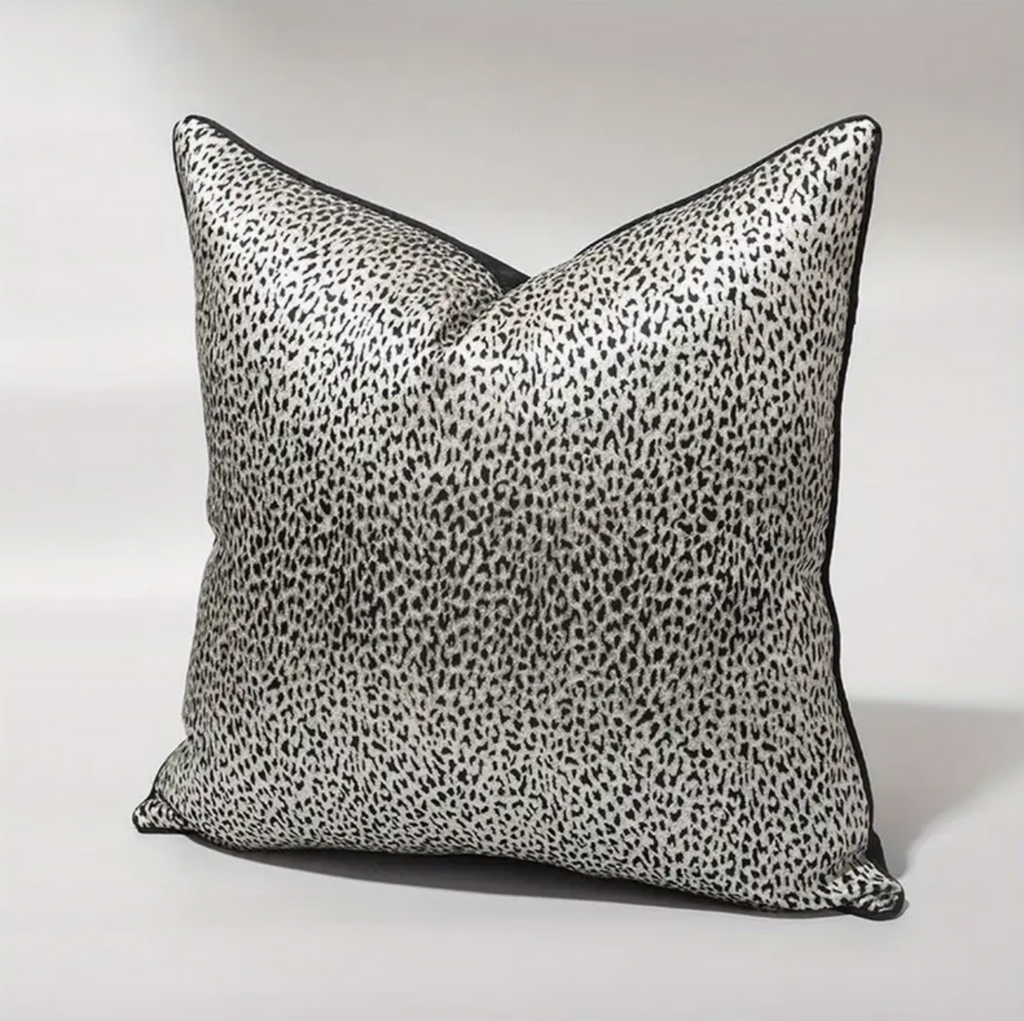 Elsie Black and Silver Leopard Print Luxury Sofa and Bedroom Cushion Camden and Co