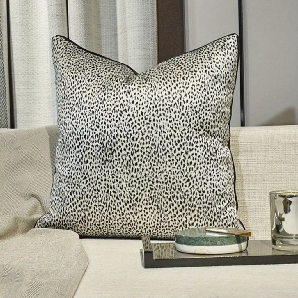 Elsie Black and Silver Leopard Print Luxury Sofa and Bedroom Cushion Camden and Co