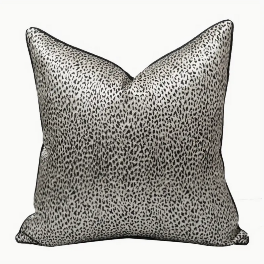 Elsie Black and Silver Leopard Print Luxury Sofa and Bedroom Cushion Camden and Co