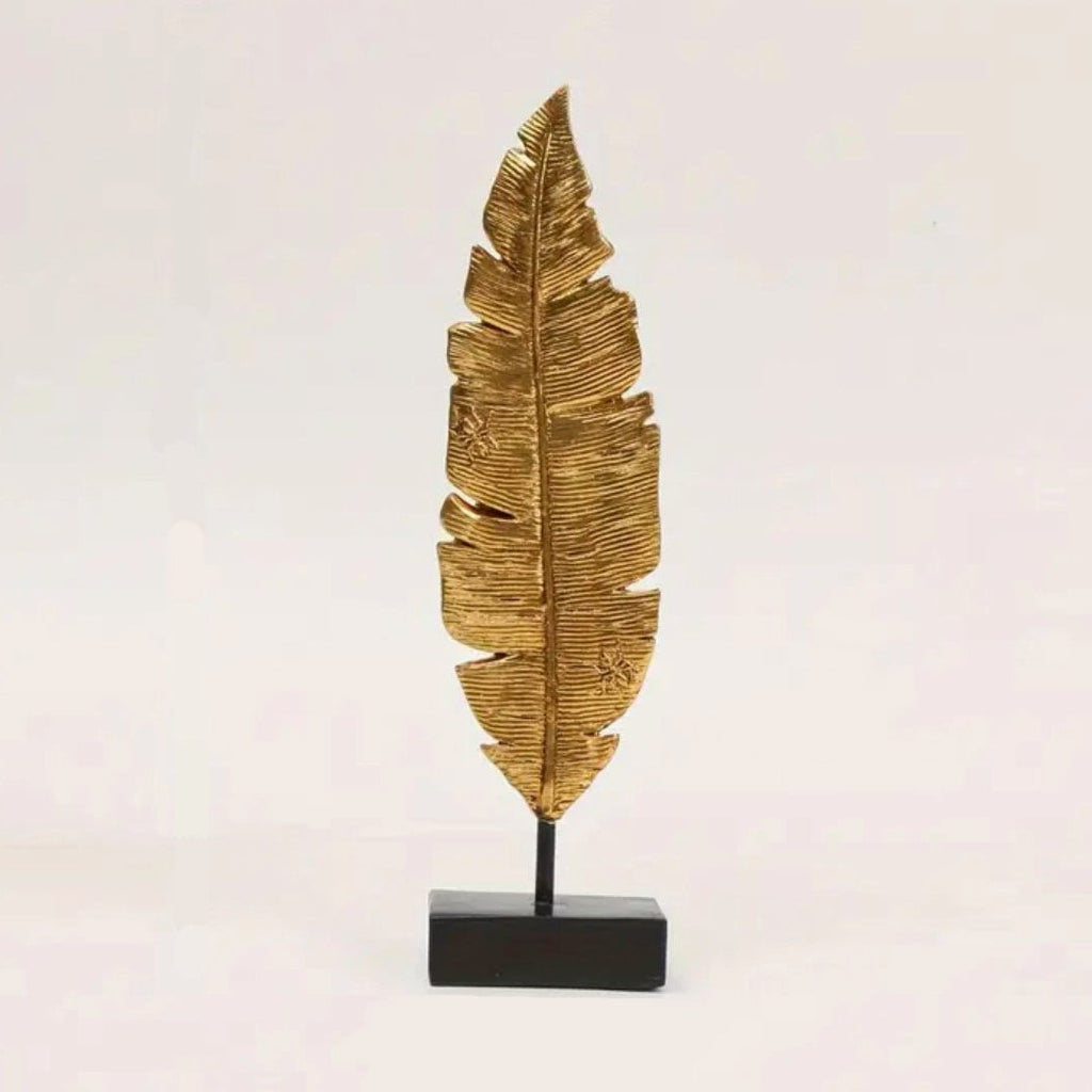 Fenton Gold and Black Feather Ornament Sculpture by Camden and co
