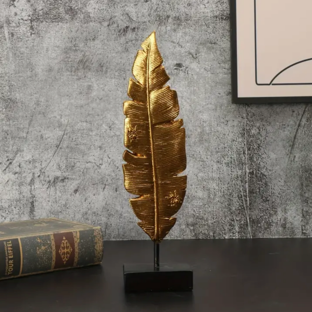 Fenton Gold and Black Feather Ornament Sculpture by Camden and co