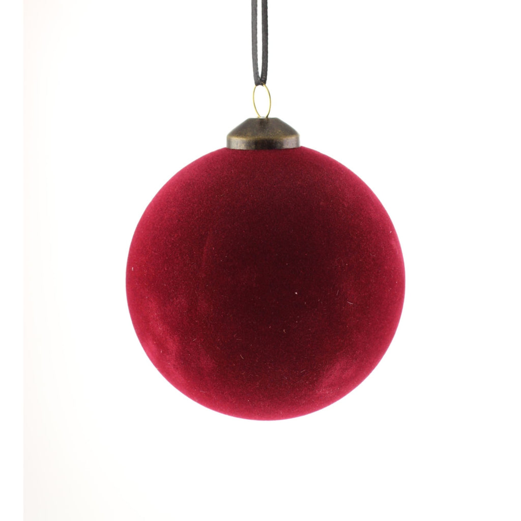 Flocked Velvet Burgundy Red Luxury Christmas Bauble - 8cm