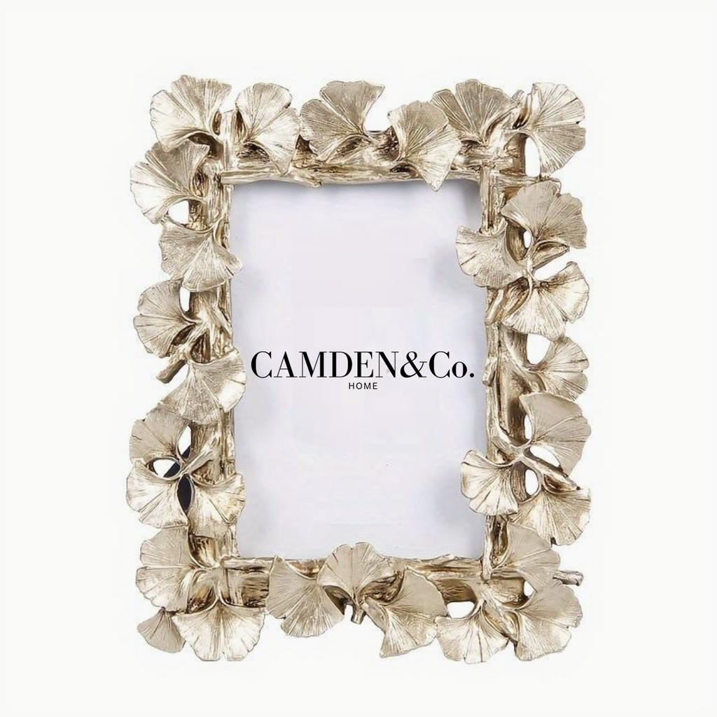 Gold Gingko leaf design photo frame by Camden and Co