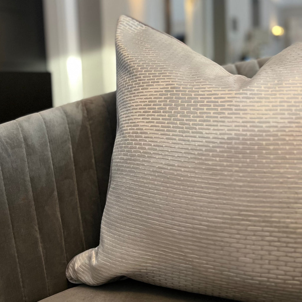 Grey and Cream Diamond Embossed Textured Luxury Cushion Camden and Co Home