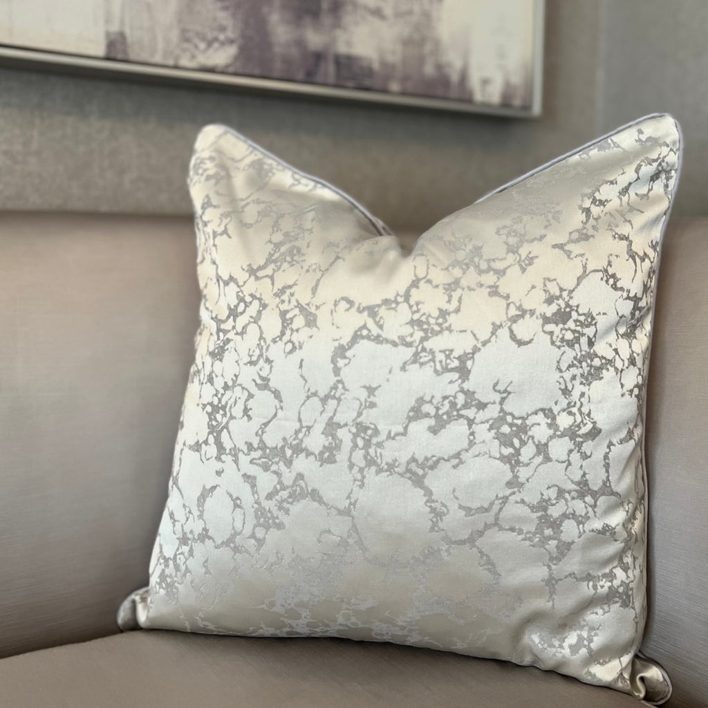 Grey and Cream Marbled Pattern Luxury Cushion Camden and co home