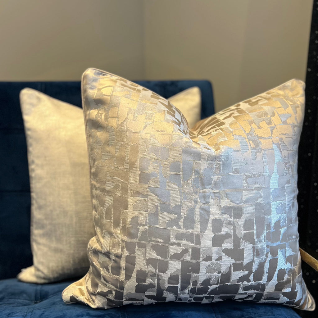 Grey Distressed Geometric Luxury Cushion Camden and co home