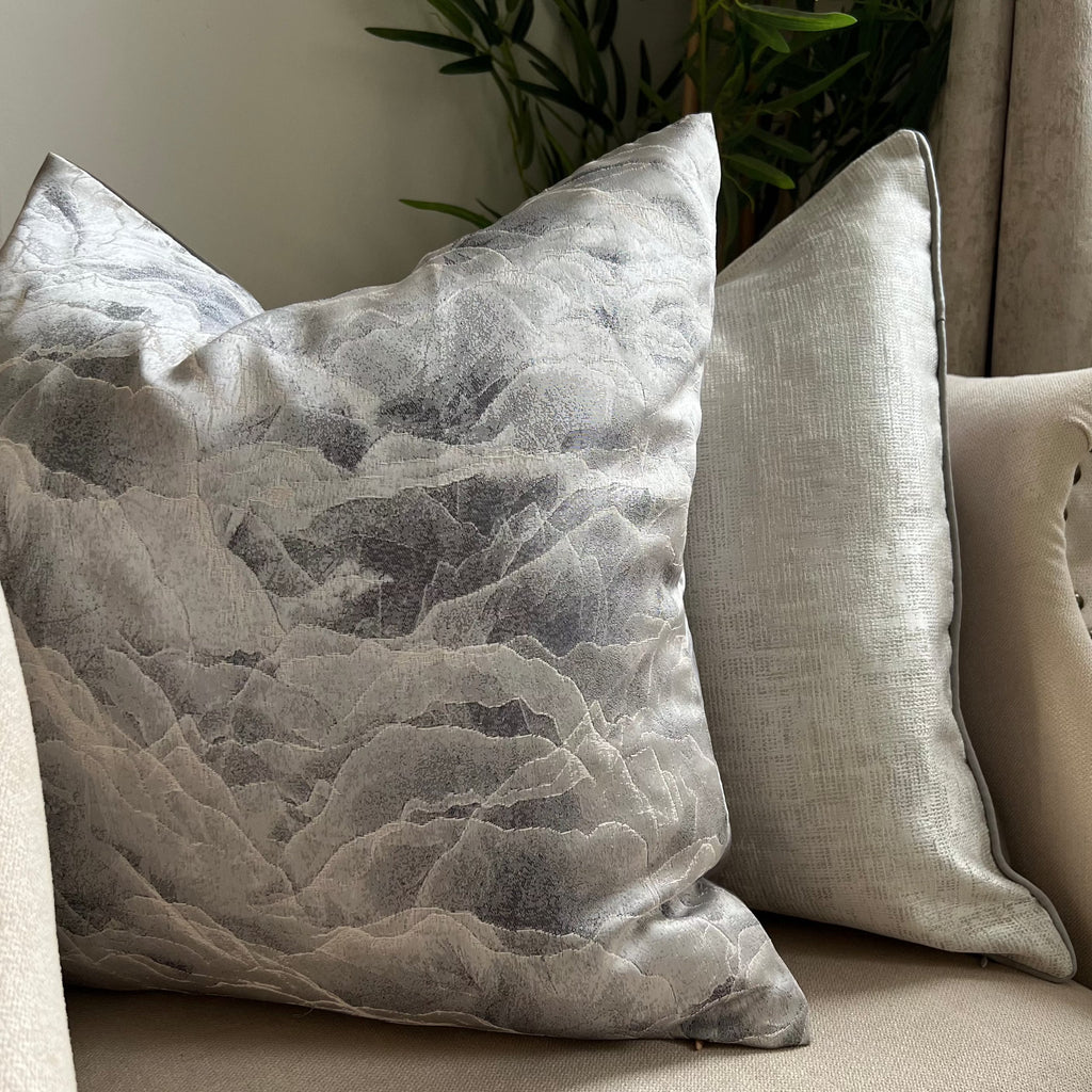 Grey and Silver Soft Wave Luxury Cushion by Camden and Co home