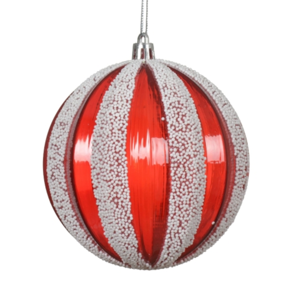 Large Candy Cane Red and White Striped Luxury Christmas Bauble - 10cm