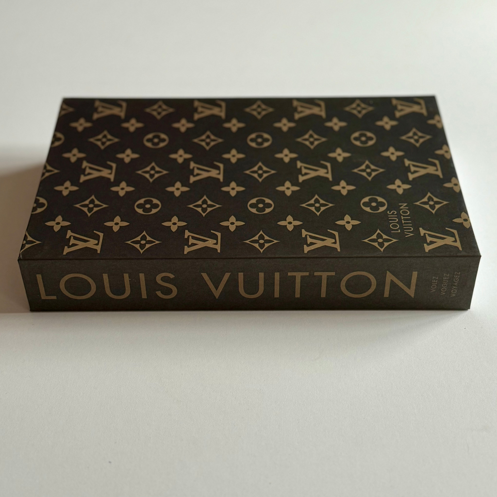 Louis Vuitton Brown & Gold Monogram Designer Faux Coffee Table Book Camden and Co