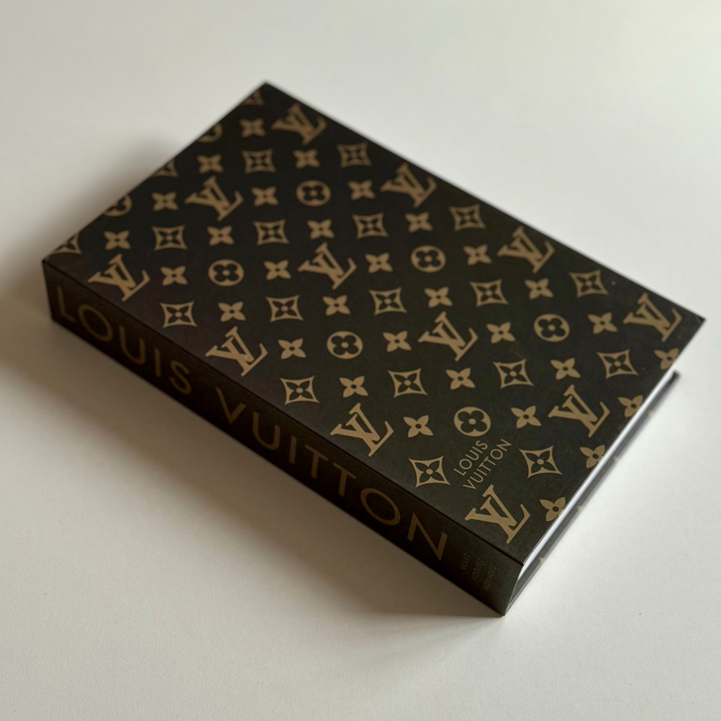 Louis Vuitton Brown & Gold Monogram Designer Faux Coffee Table Book Camden and Co