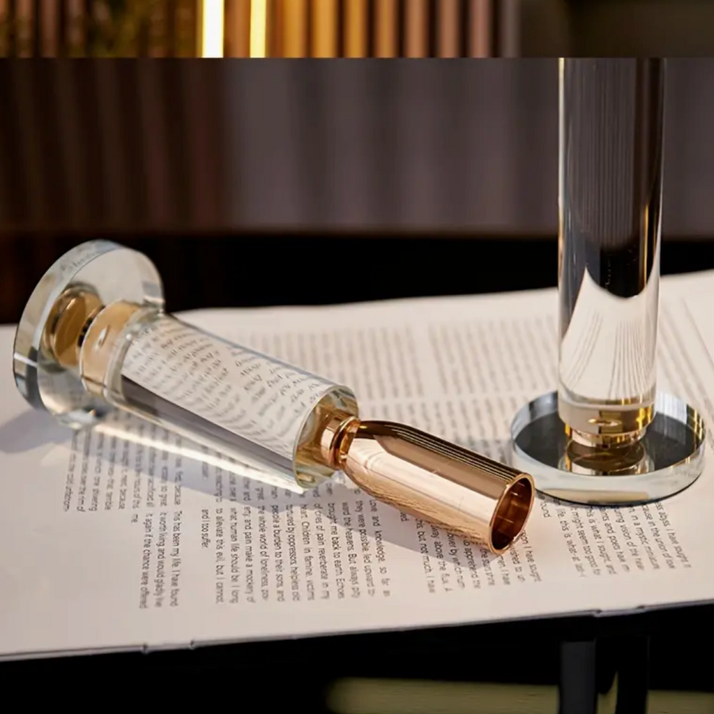 Lumi Crystal Glass and Gold Candle Holder by Camden and Co