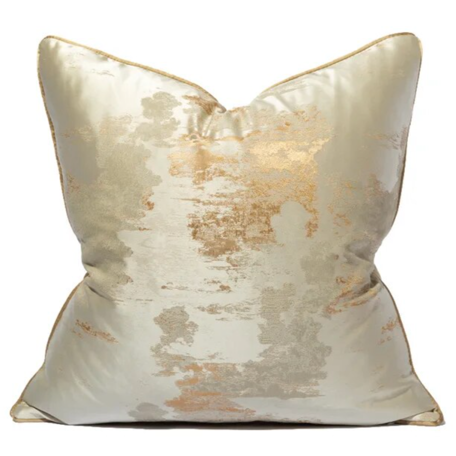 Beige and Gold Abstract Cloud Luxury Cushion by Camden and Co Home