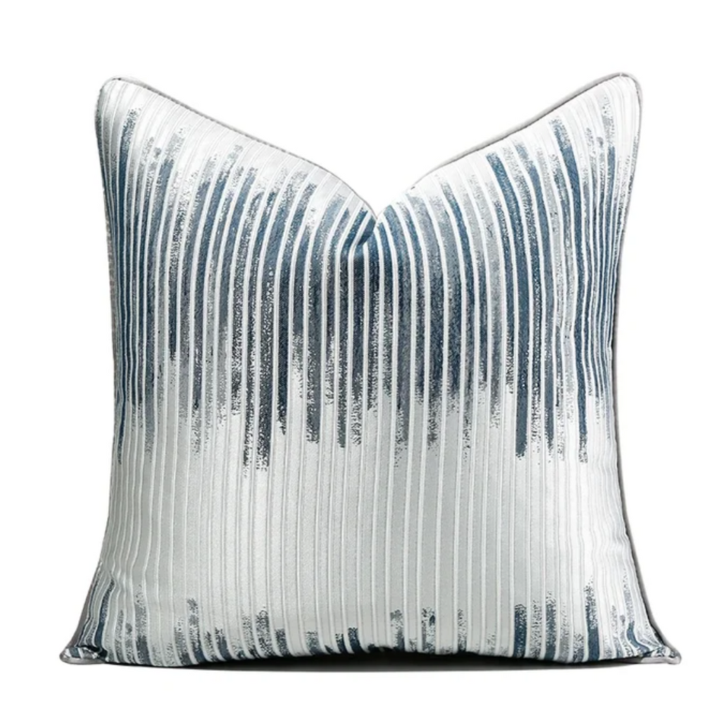 Blue, Grey and Silver Abstract Luxury Cushion by Camden and Co