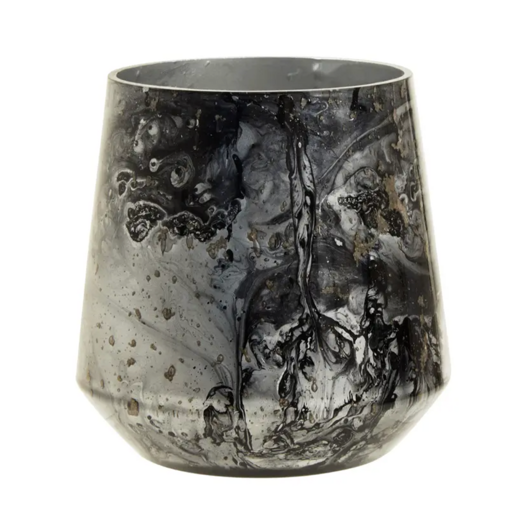 Grey and Silver Marbled Glass Candle Holder