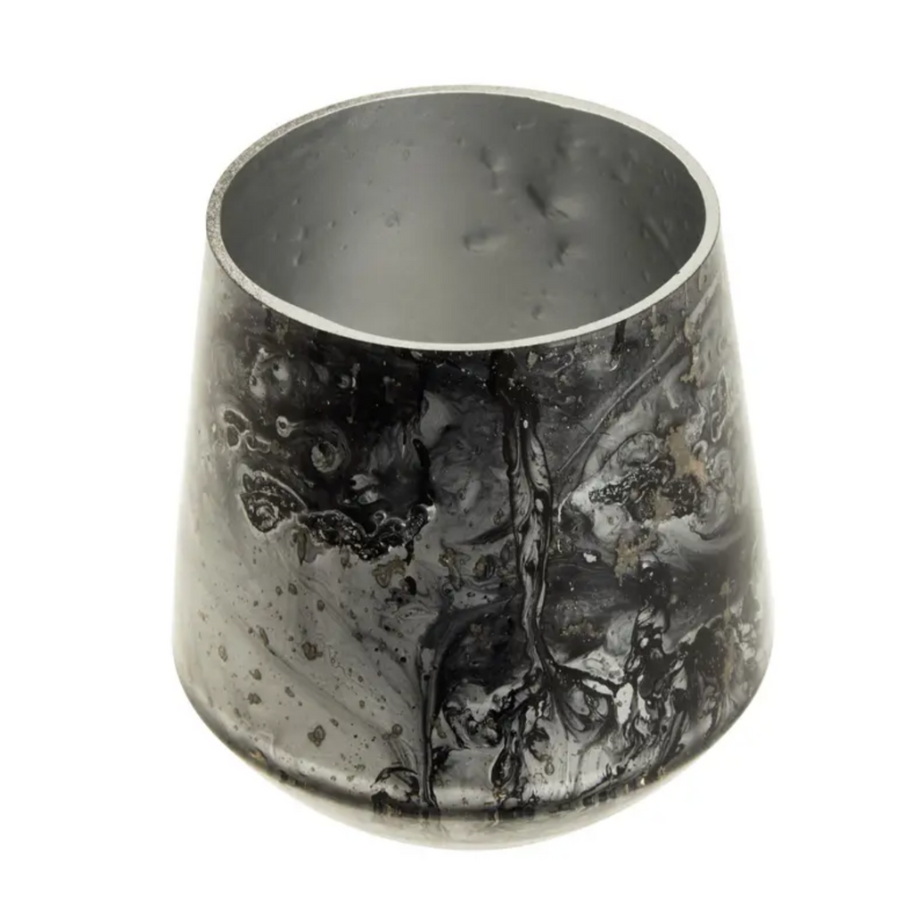 Grey and Silver Marbled Glass Candle Holder