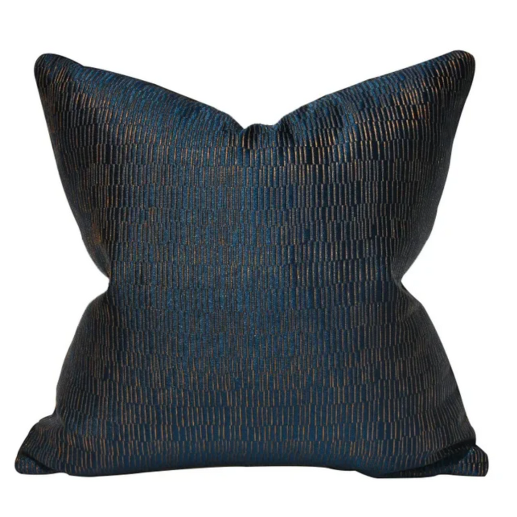 Navy Blue & Bronze Jacquard Luxury Cushion