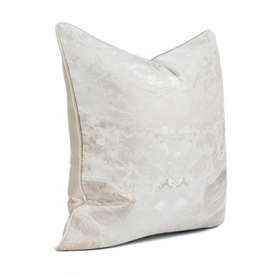 Cream & Gold Distressed Marble Effect Luxury Cushion Camden and co