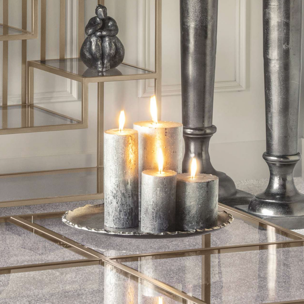 Astra Black and Metallic Gold Pillar Candle | Camden and Co Home