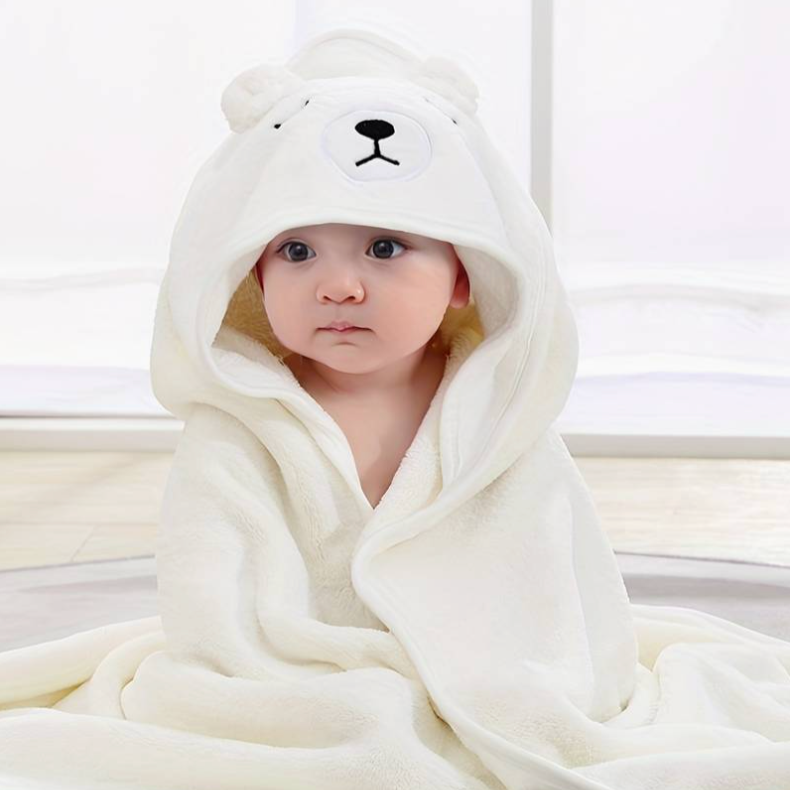 White polar bear hooded towel