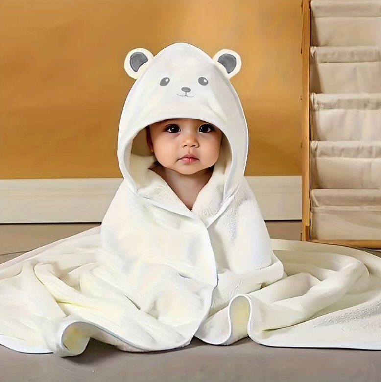 Baby polar bear hooded towel