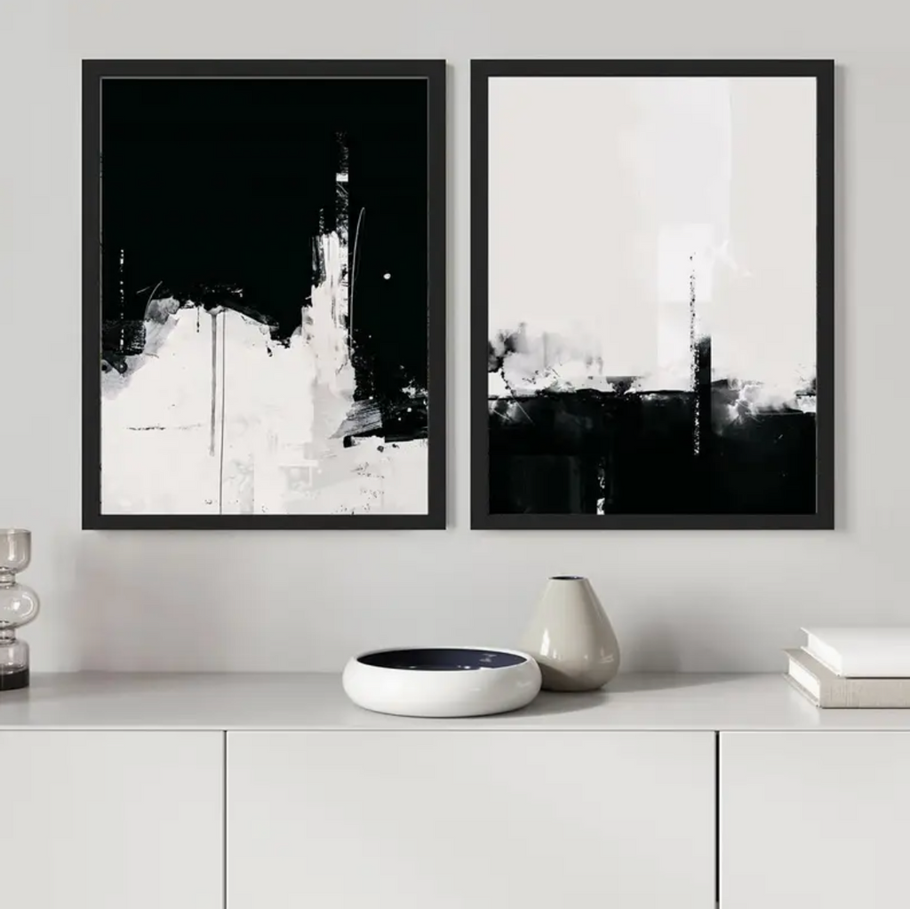 Set of 2 Black and White Abstract Modern Art CanvasesCamden and co 2