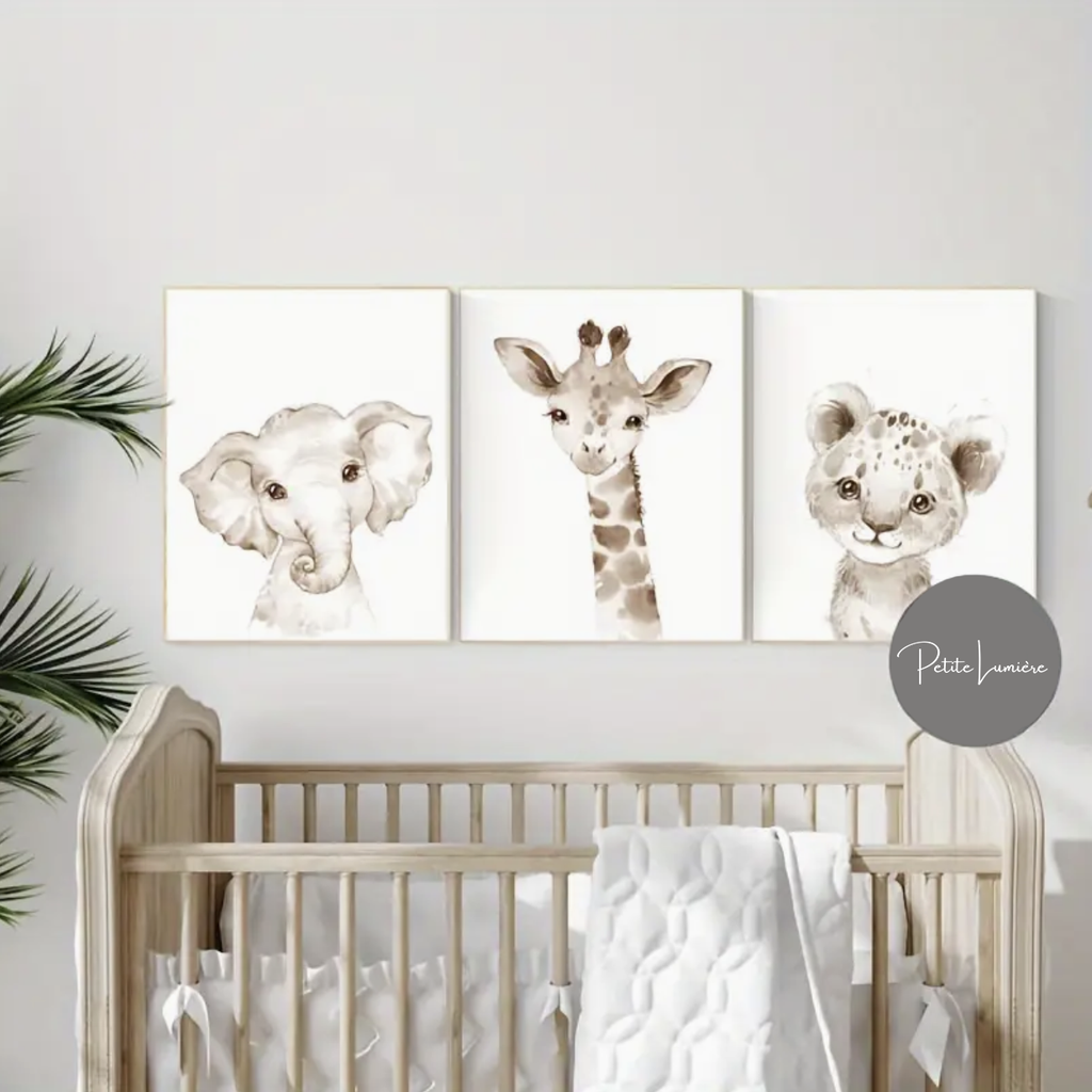 Set of three safari nursery prints 