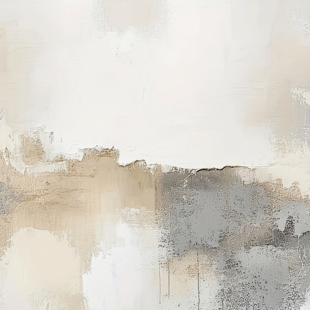Set of 2 Grey, Beige and Cream Abstract Modern Art Prints Camden and Co