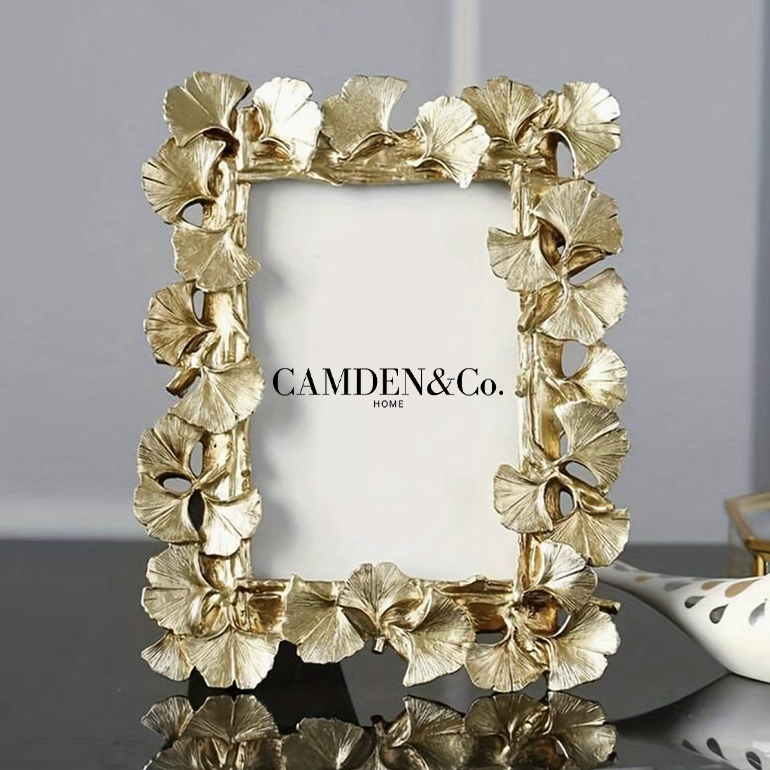 Gold Gingko leaf design photo frame by Camden and Co