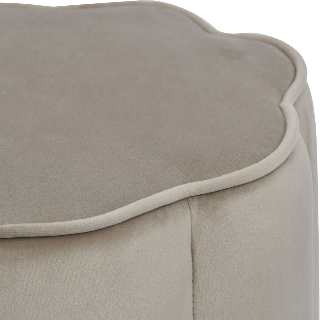 Scallop Footstool in Smokey Taupe Velvet Camden and Co