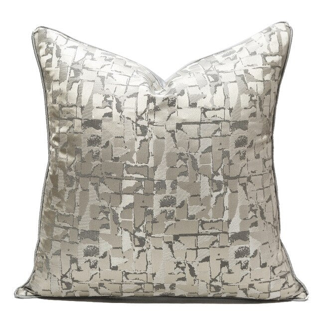 Grey and Silver Distressed Geometric Luxury Cushion | Camden and Co