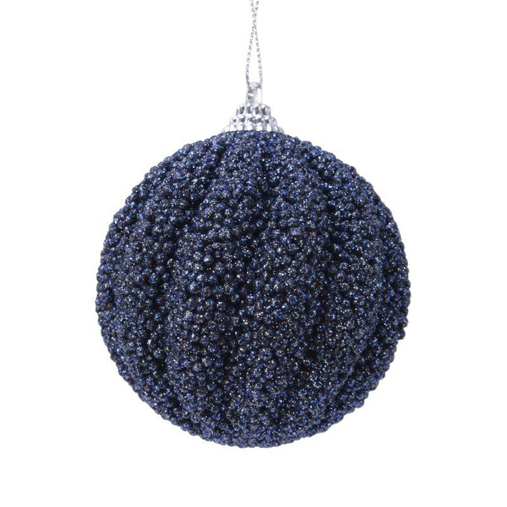 Navy Blue Glitter Swirl Christmas Bauble- 8cm