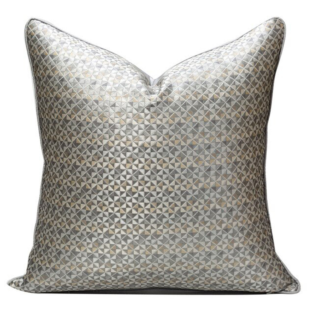 Dimensional Geometric Pattern Beige, Bronze & Grey Luxury Cushion and Cushion Cover | Camden & Co